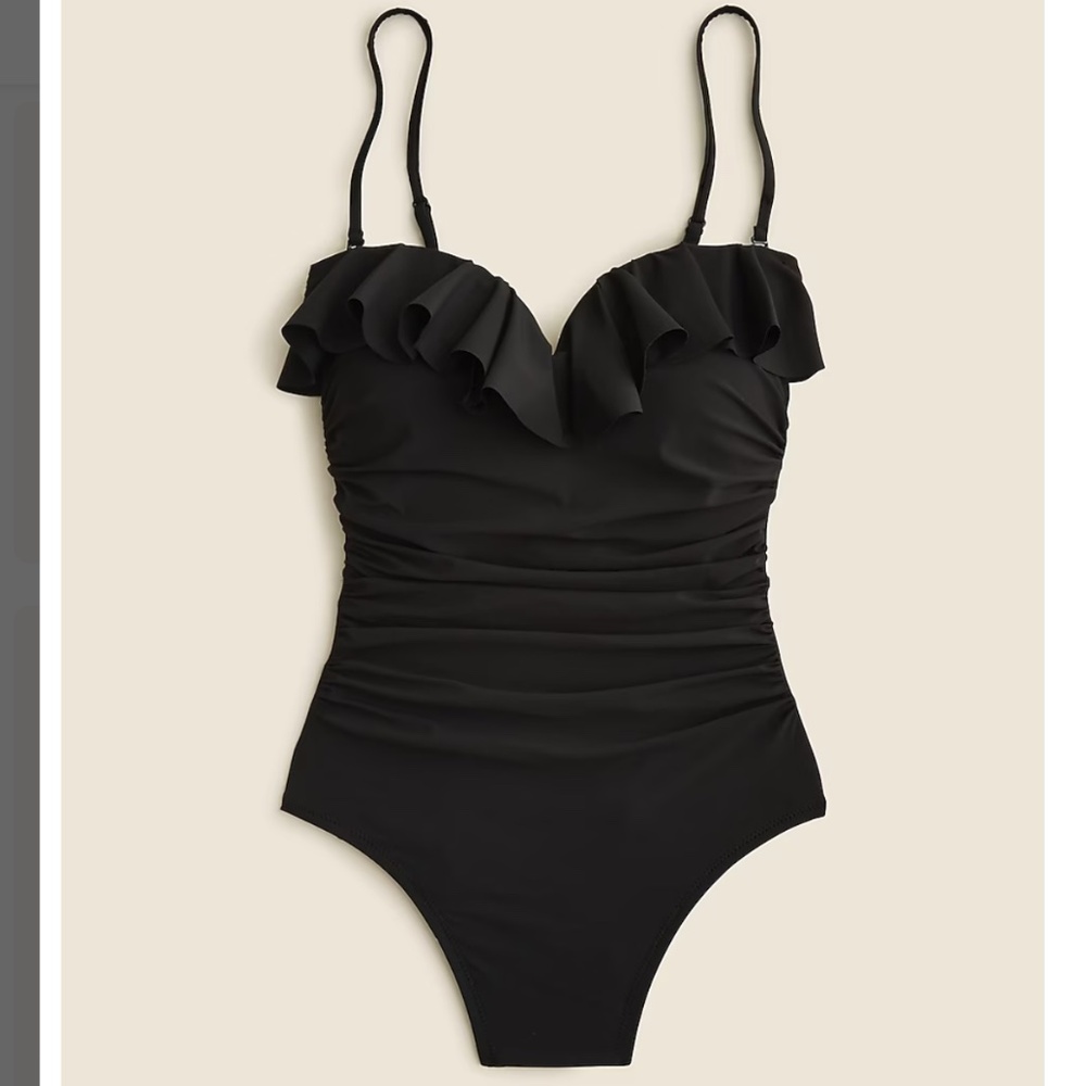 Matte ruched one piece with ruffles